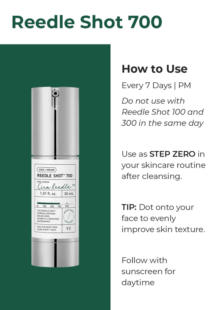 VT COSMETICS Reedle Shot 700 Essence 30ml - Tratamiento Intensivo con Microagujas Cica Reedle