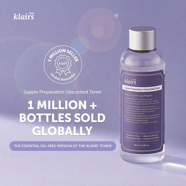 Dear Klairs Supple Preparation Unscented Toner 180ml - Tónico Hidratante Sin Fragancia